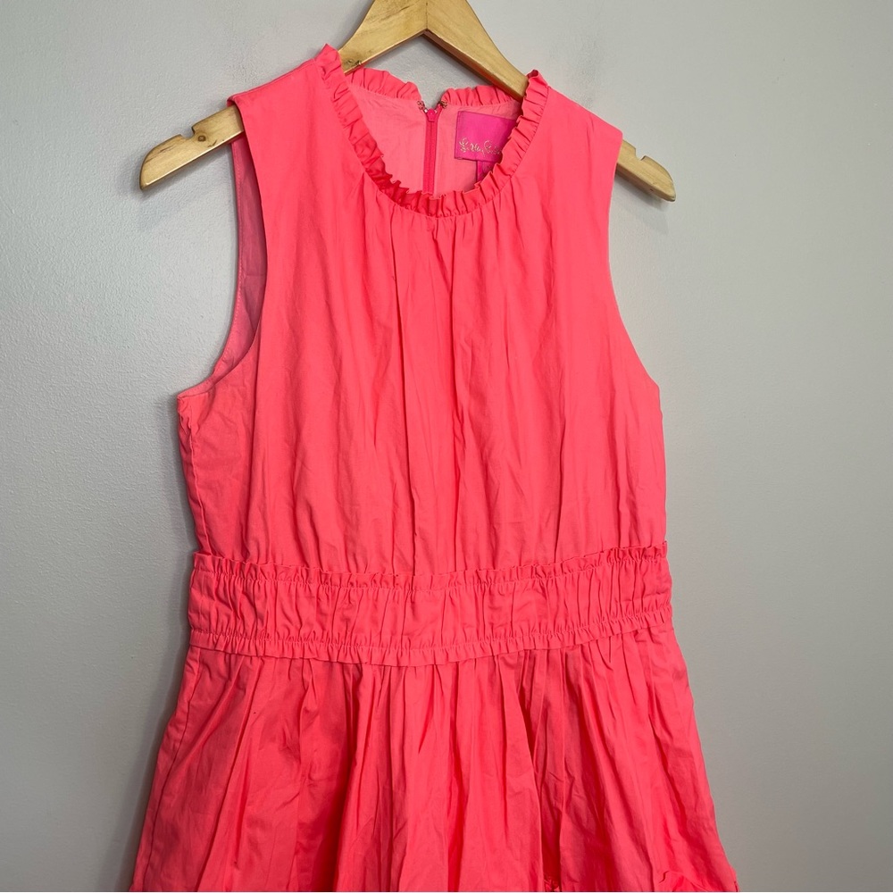Lilly Pulitzer Elina Stretch Ruffle Dress in Coral Spritz - Picture 6 of 10